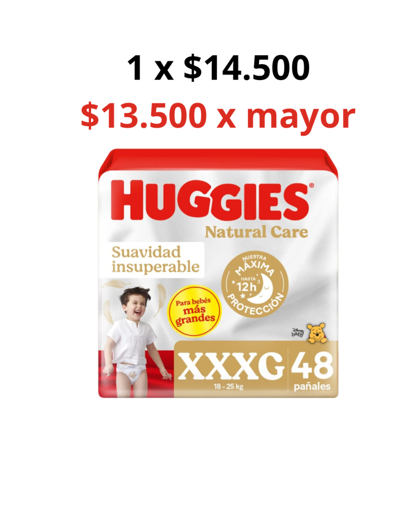 huggies natural care XXXG 48 pañales ( de 18 a 25 kilos )