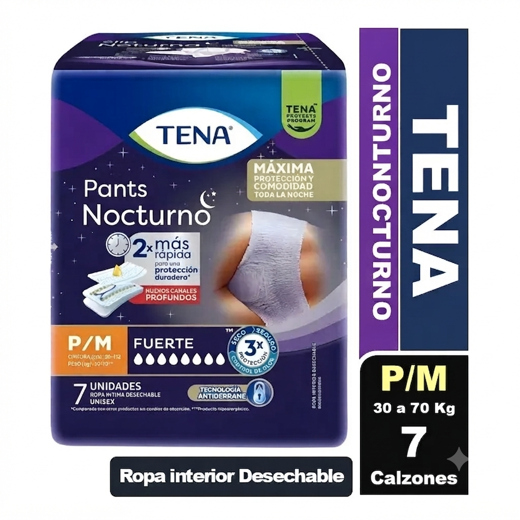 Tena pants nocturna talla Pm 7 calzones